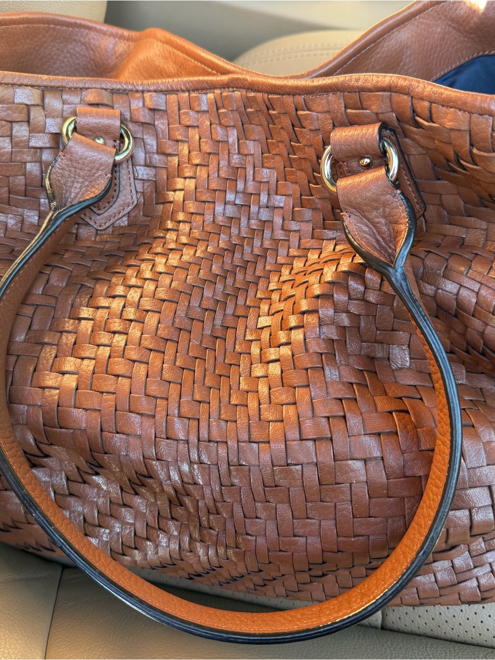 Cole Haan Woven Leather Shoulder Bag - Brown